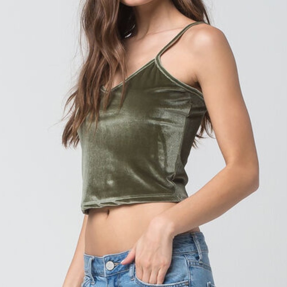 Tilly's FULL TILT Green Velvet Women's Cami